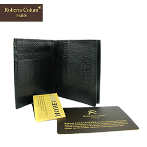 【Roberta Colum】鱷魚紋皮名片夾(黑)RM-23559
