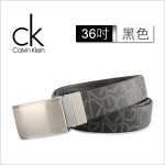 【Calvin Klein】新款滿版LOGO兩用扣式皮帶 36吋(黑色)103460