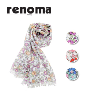 【renoma paris】抗UV透氣小玫瑰鬚邊薄圍巾