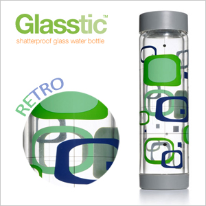 【Glasstic】安全防護玻璃運動水瓶450ml-平蓋式(RETRO)