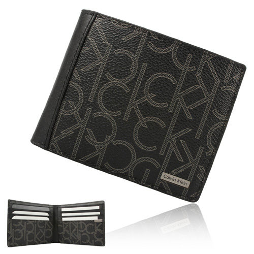 Calvin Klein新款LOGO圖紋八卡短夾鑰匙圈禮盒 （黑色)103031