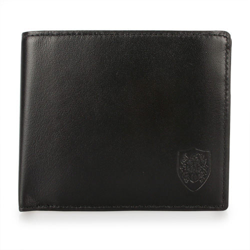 【DAKS】新款家徽LOGO軟皮革多卡零錢袋短夾(藍黑色)230102-01
