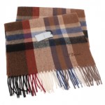 【S.T.Dupont】羊駝毛混紗時尚格紋圍巾-咖啡系 989120-5