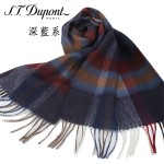 【S.T.Dupont】羊駝毛混紗時尚格紋圍巾-深藍系989120-4買一送一