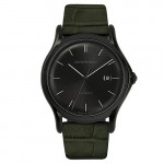 Emporio Armani時尚紳士自動機械皮帶腕錶 / 黑綠x黑面