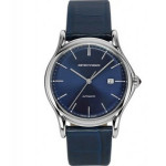 Emporio Armani時尚紳士自動機械皮帶腕錶 / 午夜藍