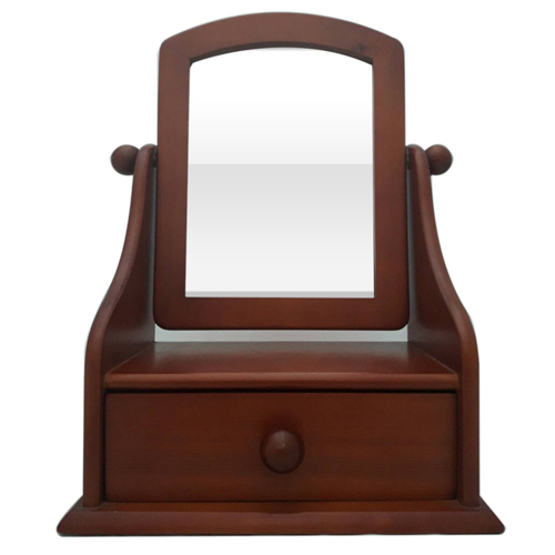 松木 桌上鏡附一屜25x32cm 棕色/原木色（隨機不挑色）