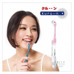 日本【KURUN】 免沾牙膏 滾輪牙刷  折疊式- 粉紅色