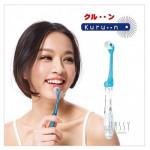 日本【KURUN】 免沾牙膏 滾輪牙刷  折疊式- 藍色