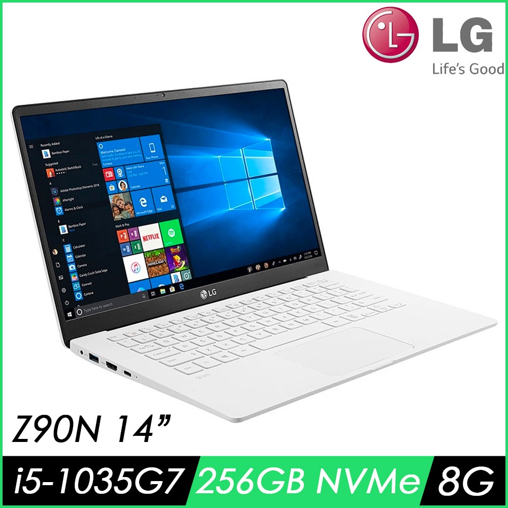 【LG】Gram Z90N 14吋筆電-白色(i5-1035G7/8G/256G NVMe/WIN10/14Z90N-V.AR53C2)
