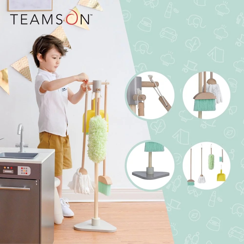 【Teamson】兒童實木玩具小幫手掃地清潔組_6件組