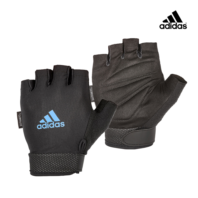 Adidas 可調式透氣短指訓練手套 藍
