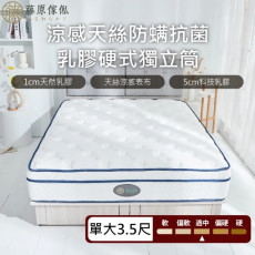 【藤原傢俬】好眠乳膠-舒眠涼感專用獨立筒床墊3.5尺單人加大(買就送床包含枕套)