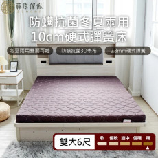 【藤原傢俬】雙人加大6尺冬夏兩用護背防螨抗菌10cm彈簧床墊-硬