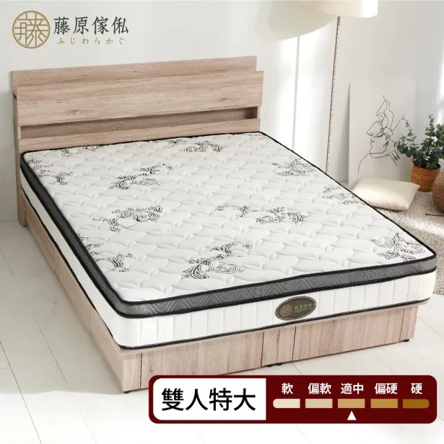 【藤原傢俬】竹炭紗防螨抗菌蜂巢式獨立筒床墊雙人特大(6X7尺)