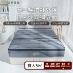 【藤原傢俬】石墨烯遠紅外線2.4mm硬式獨立筒床墊5尺雙人(買就送床包含枕套)